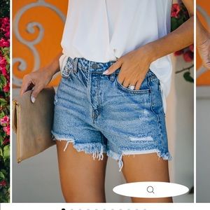 Vici - Distressed High Wasted Denim Shorts